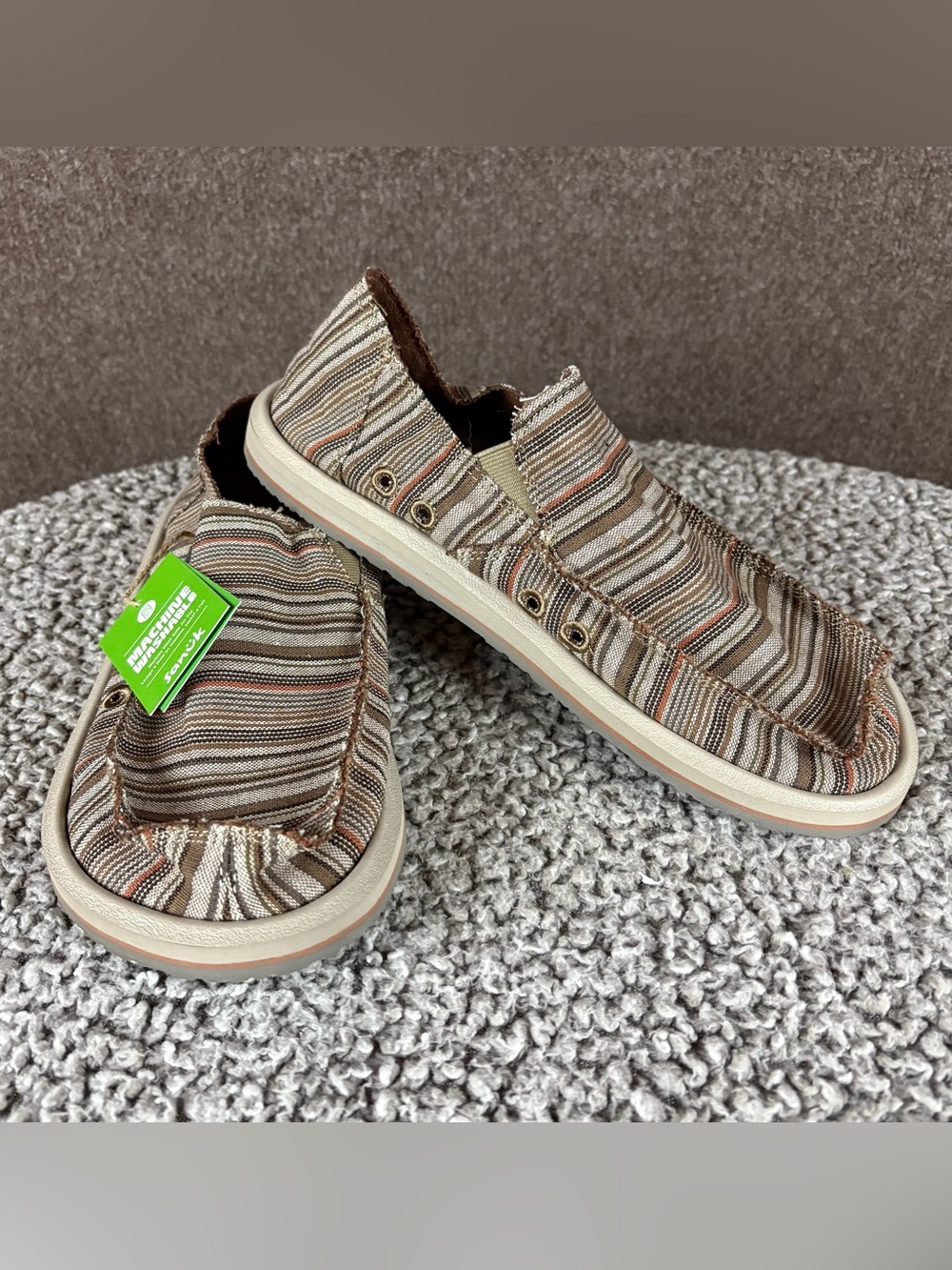 Sanuk Men’s Sidewalk Surfer Stripe Vagabond Funk Shoes size US 9 Brown New